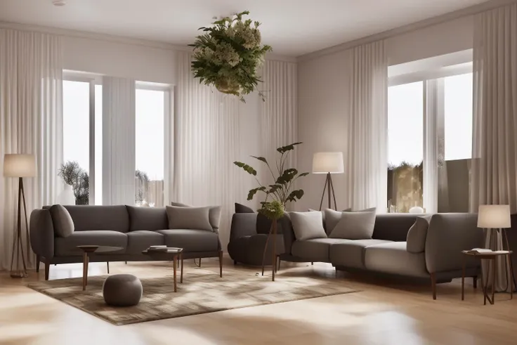 interior, a living room with a couch, chair, table and windows with curtains on them and a chandelier hanging from the ceiling, Enguerrand Quarton, vray render, a digital rendering, photorealism
interior, flower, indoors, tree, no humans, window, chair, table, plant, curtains, scenery, couch, wooden floor, vase
Step into the realms of an 8k masterpiece wallpaper, a nexus of ultra-detail, high resolution, and impeccable shadow play. Rendered in digital illustration, it bears a semblance to the works of Yoko Honda. Set against the backdrop of a Nayuta Nordic Modern Interior Design room, the scene features a chair, a vase flaunting a white flower, a table, swaying curtains, a luxurious couch, a lamp placed near a window, a cup, a spread-out book, and a vibrant plant. The color temperature bathes the room in golden hues, adding to its charm. In the absence of humans, the setting resonates with profound stillness. Ray tracing, photon mapping, and radiosity merge seamlessly with professional lighting to create an ethereal atmosphere  <lora:interior02_SDLife_Chiasedamme_v2.0:0.8>