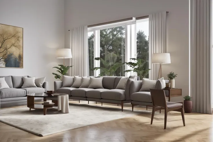 interior, a living room with a couch, chair, table and windows with curtains on them and a chandelier hanging from the ceiling, Enguerrand Quarton, vray render, a digital rendering, photorealism
interior, flower, indoors, tree, no humans, window, chair, table, plant, curtains, scenery, couch, wooden floor, vase
Step into the realms of an 8k masterpiece wallpaper, a nexus of ultra-detail, high resolution, and impeccable shadow play. Rendered in digital illustration, it bears a semblance to the works of Yoko Honda. Set against the backdrop of a Nayuta Nordic Modern Interior Design room, the scene features a chair, a vase flaunting a white flower, a table, swaying curtains, a luxurious couch, a lamp placed near a window, a cup, a spread-out book, and a vibrant plant. The color temperature bathes the room in golden hues, adding to its charm. In the absence of humans, the setting resonates with profound stillness. Ray tracing, photon mapping, and radiosity merge seamlessly with professional lighting to create an ethereal atmosphere <lora:interior02_SDLife_Chiasedamme_v2.0:0.8>
