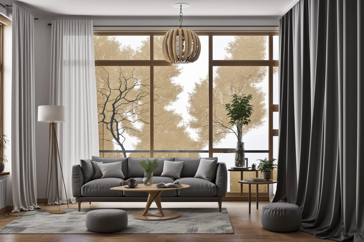 interior, a living room with a couch, chair, table and windows with curtains on them and a chandelier hanging from the ceiling, Enguerrand Quarton, vray render, a digital rendering, photorealism
interior, flower, indoors, tree, no humans, window, chair, table, plant, curtains, scenery, couch, wooden floor, vase
Step into the realms of an 8k masterpiece wallpaper, a nexus of ultra-detail, high resolution, and impeccable shadow play. Rendered in digital illustration, it bears a semblance to the works of Yoko Honda. Set against the backdrop of a Nayuta Nordic Modern Interior Design room, the scene features a chair, a vase flaunting a white flower, a table, swaying curtains, a luxurious couch, a lamp placed near a window, a cup, a spread-out book, and a vibrant plant. The color temperature bathes the room in golden hues, adding to its charm. In the absence of humans, the setting resonates with profound stillness. Ray tracing, photon mapping, and radiosity merge seamlessly with professional lighting to create an ethereal atmosphere <lora:interior01_SDLife_Chiasedamme_v1.0:0.8>