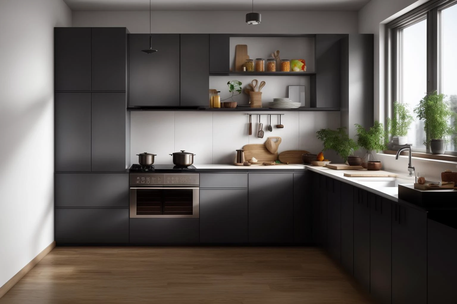 interior, a kitchen with a table and chairs and a wine rack in the middle of the room with a window, Dahlov Ipcar, vray render, a 3D render, photorealism
interior, food, indoors, no humans, window, chair, table, plant, scenery, plate, shelf, kitchen, frying pan, sink, stove
Dive into the ultra-detailed 8k masterpiece, carefully crafted with photorealistic precision of 1.37 ratio, all in the essence of Nayuta Nordic Modern Interior Design. Art form: Photography. Inspired by the techniques of Annie Leibovitz, the kitchen showcases professional lighting, a scenery where the play of radiosity brightens the room. A stove with a frying pan, a gleaming refrigerator beside tiles and cabinet, a sink with a faucet overlooking a tile wall. On the shelf, there's a spatula, a chair nearby with a plant and some food in a jar. Lens: 35mm. The room basks in a warm color temperature. Perfectly illuminated with ray tracing and the best shadows using physically-based rendering <lora:add_detail:0.5> <lora:more_details:0.5> <lora:interior01_SDLife_Chiasedamme_v1.0:0.6>