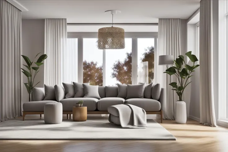 interior, a living room with a couch, chair, table and windows with curtains on them and a chandelier hanging from the ceiling, Enguerrand Quarton, vray render, a digital rendering, photorealism
interior, flower, indoors, tree, no humans, window, chair, table, plant, curtains, scenery, couch, wooden floor, vase
Step into the realms of an 8k masterpiece wallpaper, a nexus of ultra-detail, high resolution, and impeccable shadow play. Rendered in digital illustration, it bears a semblance to the works of Yoko Honda. Set against the backdrop of a Nayuta Nordic Modern Interior Design room, the scene features a chair, a vase flaunting a white flower, a table, swaying curtains, a luxurious couch, a lamp placed near a window, a cup, a spread-out book, and a vibrant plant. The color temperature bathes the room in golden hues, adding to its charm. In the absence of humans, the setting resonates with profound stillness. Ray tracing, photon mapping, and radiosity merge seamlessly with professional lighting to create an ethereal atmosphere <lora:interior02_SDLife_Chiasedamme_v2.0:0.8>