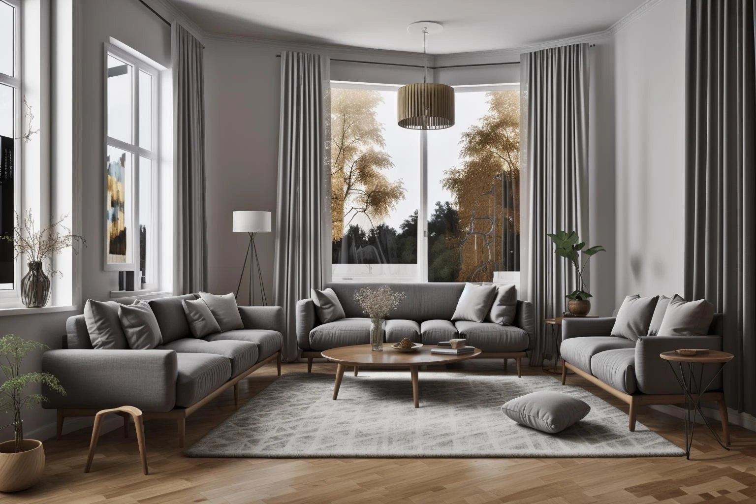 interior, a living room with a couch, chair, table and windows with curtains on them and a chandelier hanging from the ceiling, Enguerrand Quarton, vray render, a digital rendering, photorealism
interior, flower, indoors, tree, no humans, window, chair, table, plant, curtains, scenery, couch, wooden floor, vase
Step into the realms of an 8k masterpiece wallpaper, a nexus of ultra-detail, high resolution, and impeccable shadow play. Rendered in digital illustration, it bears a semblance to the works of Yoko Honda. Set against the backdrop of a Nayuta Nordic Modern Interior Design room, the scene features a chair, a vase flaunting a white flower, a table, swaying curtains, a luxurious couch, a lamp placed near a window, a cup, a spread-out book, and a vibrant plant. The color temperature bathes the room in golden hues, adding to its charm. In the absence of humans, the setting resonates with profound stillness. Ray tracing, photon mapping, and radiosity merge seamlessly with professional lighting to create an ethereal atmosphere <lora:interior01_SDLife_Chiasedamme_v1.0:0.8>