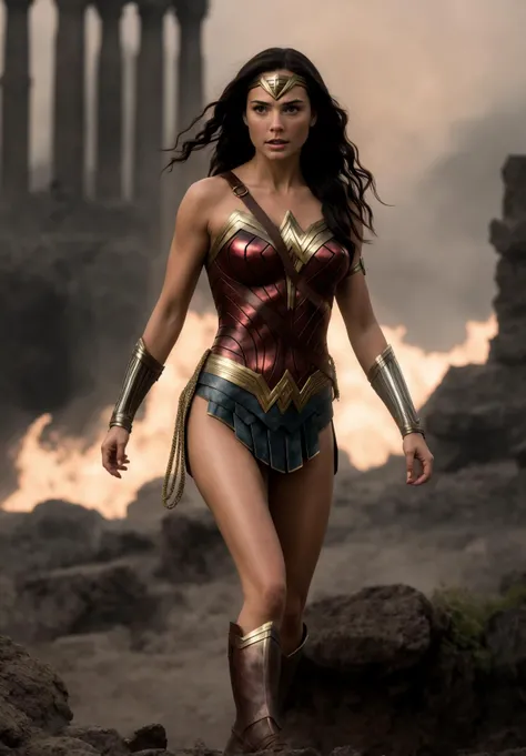 ((best quality)),((masterpiece)),((ultra realistic)),((dynamic sexy action pose)),professional intricately detailed award winning glamor photograph,wonder woman searching ancient roman ruins,toned perfect body,gal gadot|(Jennifer Connelly:0.6),tanned skin,wonder woman outfit,short skirt,thigh boots,sword and shield,crumbling stone work,overgrown,soft edge lighting,highly detailed,((close up body portrait)),professional,soft volumetric lighting,lens flares,realistic,roughness,ultra realistic,photographed on a Canon EOS R5,50mm lens,muted colors,F/2.8,HDR,8k resolution,highres,high detail,sharp focus,smooth,roughness,real life,photorealism,photography,8k uhd,cinematic film still from wonder woman|(batman v superman:0.4)