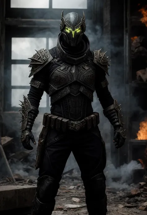 ((combat action pose)), award winning portfolio portrait photograph, mutated alien worrier (screaming with rage:1.3) and holding an advanced laser rifle, needle sharp teeth, evil hideous facial features, multiple eyes, slick soft pallid scaly green skin, wrinkles, black futuristic (biological armor, (bony carapace, filigree, sinew:1.2):1.4), ( in a dilapidated burning office, diffuse smoke, rubble, broken furniture, shattered windows:1.3), masterpiece, realistic, roughness, ultra realistic, photographed on a Canon EOS R5, 50mm lens, muted colors, F/2.8, HDR, 8k resolution, highres, high detail, sharp focus, smooth, roughness, real life, photorealism, photography, 8k uhd,