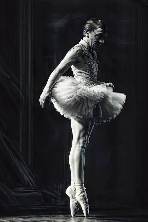 ((best quality)), ((masterpiece)), (high detailed), dark fantasy style, beautiful intricately detailed, (AdolfHitler:1.5), tutu, ballet pose, real shadow, real face, hd, 2k, 4k, 8k, 16k, realistic light, realistic shadow, <lora:Adolf-Diffusion2:0.85> <lora:ballet_dance:0.85>