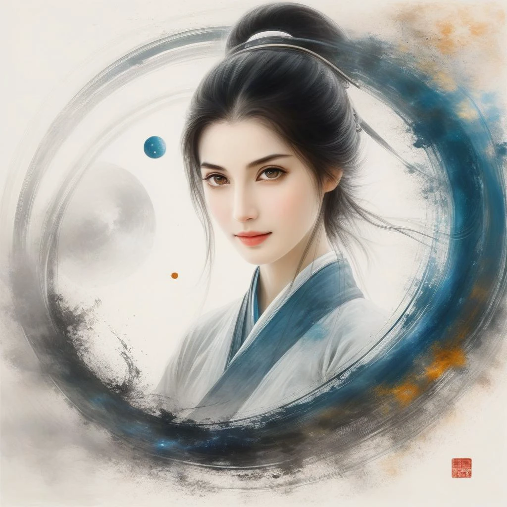 interstellar civilisation, mysticism,
1girl,solo,best quality, high quality, highres, masterpiece, sharpening,nice face, lispict, lispict face,
<lora:SDXL Ath_ink-paintingXL CF ink-painting:1>ink-painting,