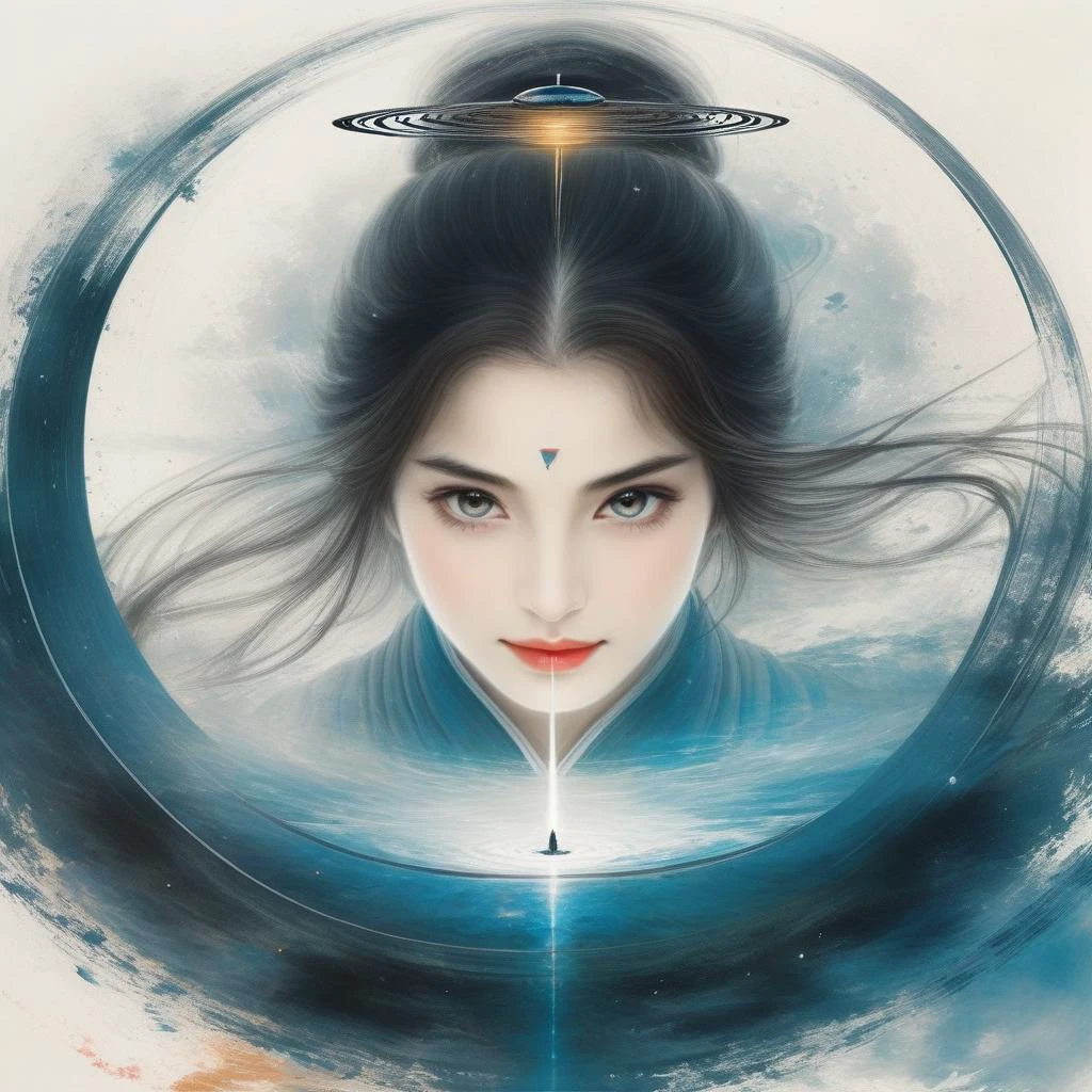 interstellar civilisation, mysticism,
1girl,solo,best quality, high quality, highres, masterpiece, sharpening,nice face, lispict, lispict face,
<lora:SDXL Ath_ink-paintingXL CF ink-painting:1>ink-painting,