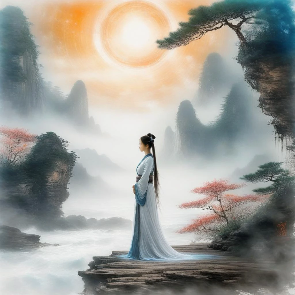 interstellar civilisation, mysticism,
1girl,solo,best quality, high quality, highres, masterpiece, sharpening,nice face, lispict, lispict face,
<lora:SDXL Ath_ink-paintingXL CF ink-painting:1>ink-painting,