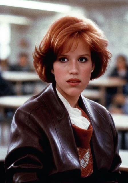 mllrngwld, (sharp focus:1.2), shoulder length brown hair, photo, attractive young woman, shoulder length orange hair, wearing (80s blazer:1.2) in a (classroom:1.2), depth of field, bokeh, 4K, HDR. by (James C. Christensen:1.2|Jeremy Lipking:1.1)