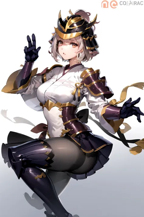 <lora:SamuraiC-16:0.8>, SamuraiC, action pose, japanese armor, helmet, east asian architecture, 1girl, <lora:AkaneS-12:0.8>, best quality, masterpiece, highres