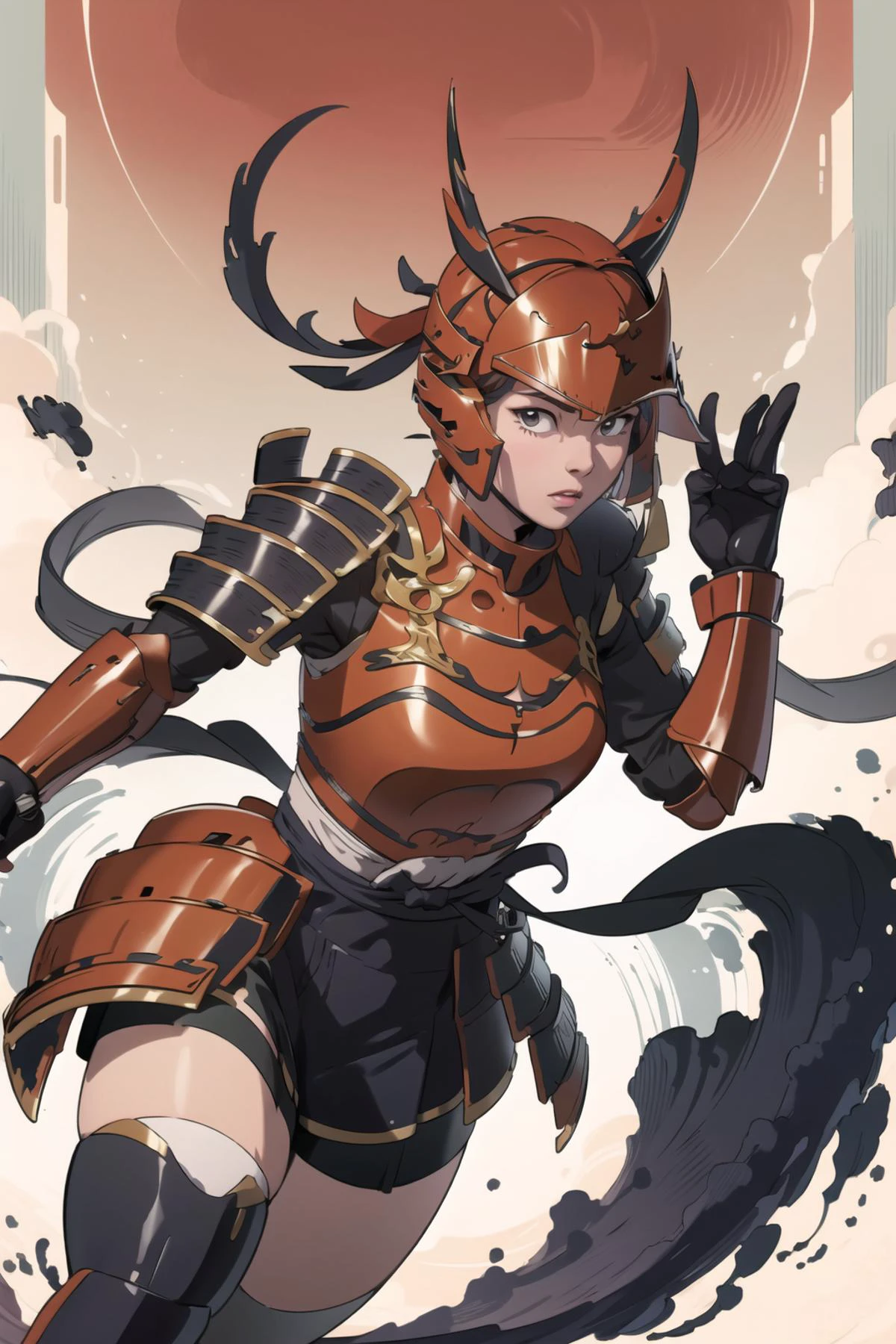 1girl, <lora:SamuraiC-16:1>, SamuraiC, japanese armor, dynamic pose, east asian architecture, best quality, masterpiece, highres
