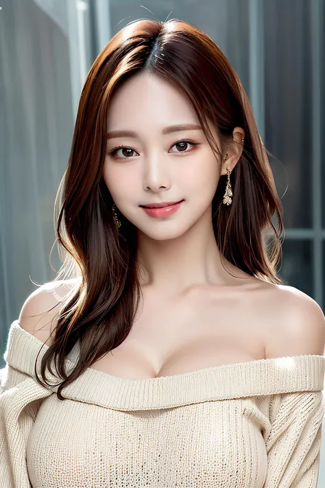 Realistic photos of (1 cute Korean star) medium hair, slightly smile, 32 inch breasts size, in meeting room, close-up, UHD
