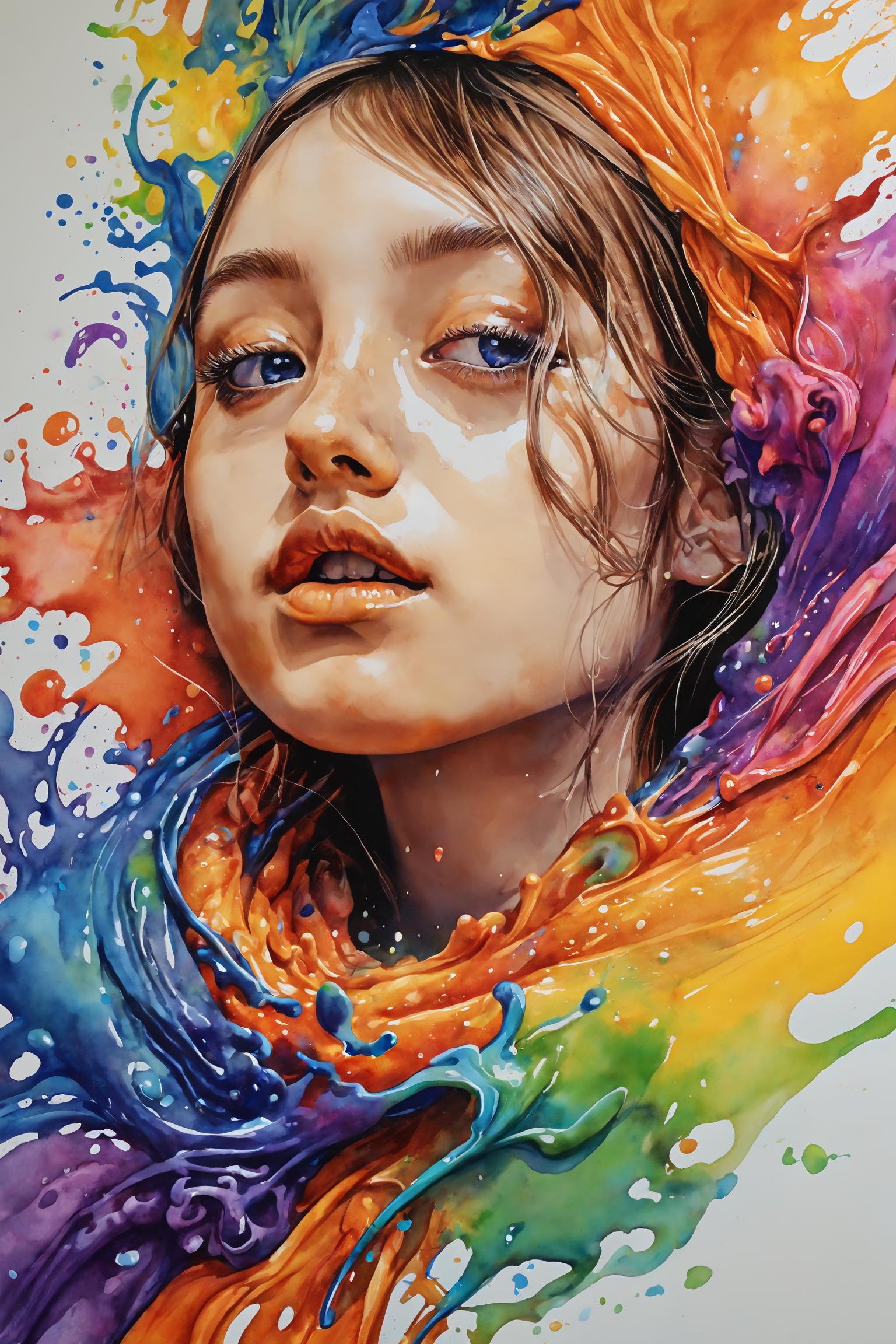 A painting of a woman with a colorful scarf on her head - SeaArt AI