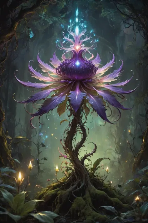 <lora:- SDXL - letitflrsh_let_it_flourish_V1.0:1>,letitflrsh,(Flourish:1.1),
bioluminescent purple flower,An evil flower blooming from the head of a goblin,extremely beautiful,fabulous night forest,magical radiance,Concept art,depth of field,Raw photo,realistic,cinematic lighting,soft shadows,sharp focus,fractal,colorful,depth of field,best quality,16k resolution,vivid colors,volumetric lighting,aesthetic,intricate,psychedelic,hallucinogenic,DMT,by Anne Bachelier,