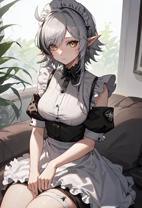 best quality, masterpiece, highres, solo, (tomimi_arknights:1.10), (maid:1.40), (long maid dress:1.15), 23 <lora:tomimi_arknights:0.80>