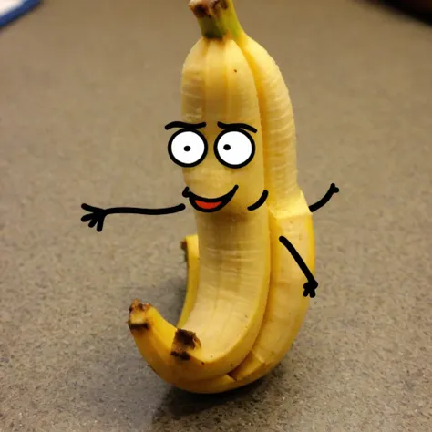 <lora:doodle-in-real-life-photo-doodle:0.7> photo doodle, banana snarky