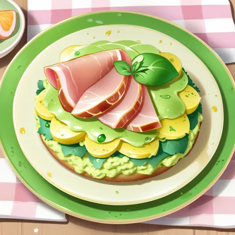 <lora:FoodIconsNew:0.7> fooico, green scrambled eggs and ham, green color, game icon, professional, high quality, super cute, kawaii, 8k, adorable