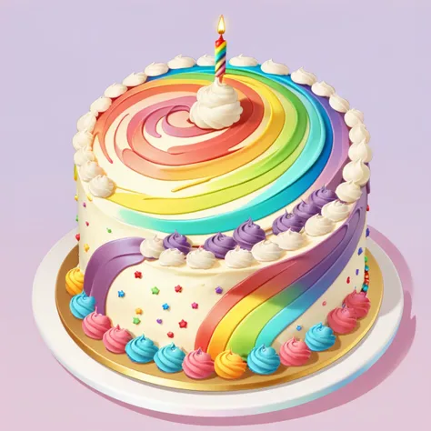 <lora:FoodIconsNew:0.7> fooico, Swirling rainbow shaped cake, rainbow colors, game icon, professional, high quality, super cute, kawaii, 8k, adorable