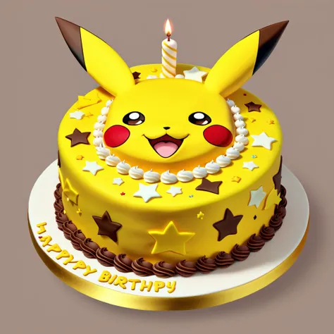 <lora:FoodIconsNew:0.7> fooico, pikachu themed birthday cake, yellow and brown colors, game icon, professional, high quality, super cute, kawaii, 8k, adorable