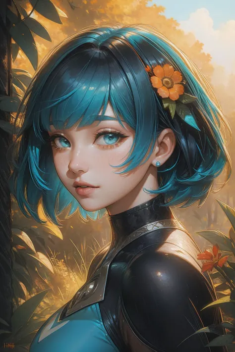 1girl, (colorful art by Hannah Flowers:1.3) and (Darren Aronofsky:0.7) and (George Lucas:0.7) and (Hans Hinterreiter:0.7) , dramatic wall Graffiti, masterpiece, landscape of a Human Secret Black and Teal ([Hammerfell|Tajikistan]:1.3) in the distance there is a Maastricht, lush forest and foliage, Smoky Conditions, Overdetailed art, Cosy, Villaincore, Reflected light, Depth of field 270mm, Acid colors and electric orange neon hue, halftone texture, quantum wavetracing, hyperdetailed, octane engine