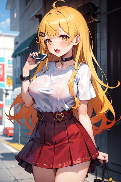 yozora mel, girl cowboy shot <lora:KitsuneAi-YozoraMel-LoCon32-V1-000011:0.8>
wearing a tshirt and red skirt