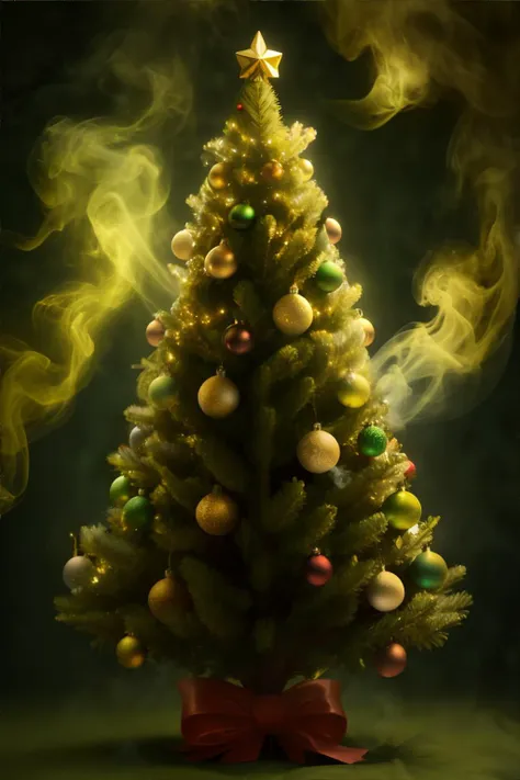 <lora:smoke:0.8>, christmas tree from green smoke, masterpiece, 8k, high resolution, shallow depth of field, sharp focus