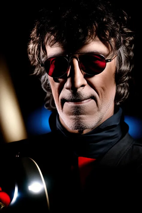 portrait photo of sks man with a guitar and glasses, very detailed face, high quality, in the night, 8k <lyco:locon_perfecteyes_v1_from_v1_64_32:0.80> <lora:spinetta:1>