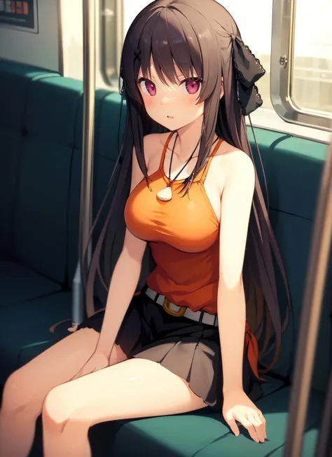 on the train、,Adult female、Gal、Bad look in the eyes、,Long black hair,Wet Hair、Black baseball cap、Stripped naked、Sneakers naked、Naked with a black baseball cap、dissatisfaction,Sulky,blush、the woman looks disgusted、Standing on one leg naked、naked、Squirting naked、Spreading pussy