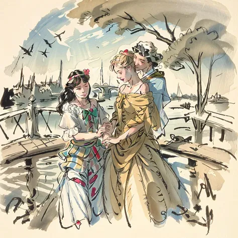 jchadel lovers on the bridge <lora:jchadel-sd1.5:1>