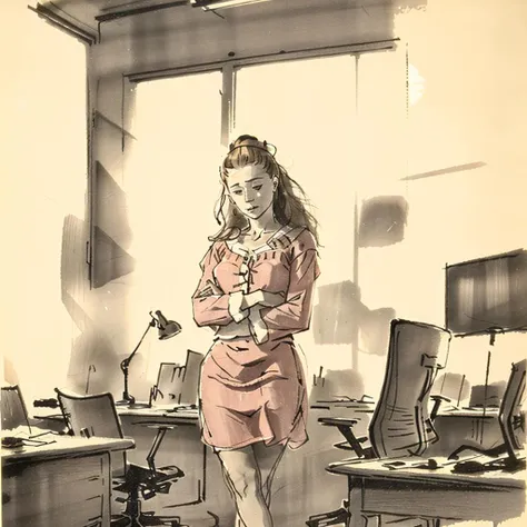 jchadel girl in a large office <lora:jchadel-sd1.5:1>