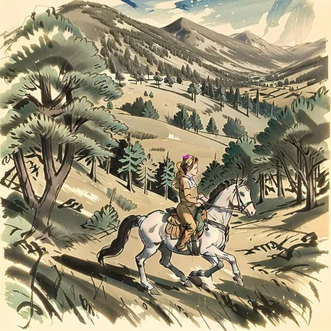 jchadel girl on a horse in the background of forest and mountains <lora:jchadel-sd1.5:1>