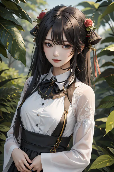 1girl,moyou,among leaves,