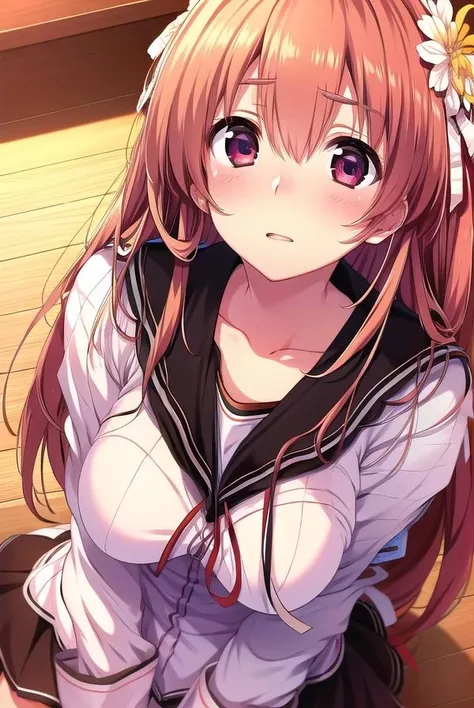 fuukahimekawa, <lora:fuukahimekawa-lora-nochekaiser:1>,
fuuka himekawa, long hair, hair ornament, ribbon, flower, ahoge, hair flower, (red eyes:1.3), orange hair,
BREAK skirt, thighhighs, school uniform, white thighhighs, zettai ryouiki,
BREAK looking at viewer,
BREAK indoors, classroom,
BREAK <lyco:GoodHands-beta2:1>, (masterpiece:1.2), best quality, high resolution, unity 8k wallpaper, (illustration:0.8), (beautiful detailed eyes:1.6), extremely detailed face, perfect lighting, extremely detailed CG, (perfect hands, perfect anatomy),