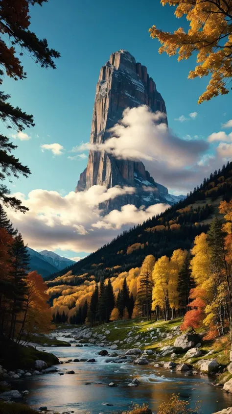 a profestional picutre of Dolomites, Italy: The Dolomites' jagged peaks stand against a canvas of vibrant autumn foliage. Alpine meadows and serene lakes are framed by a palette of reds and oranges, creating a breathtaking contrast with the towering limestone mountains. ,
wide angle, landscape ,
photorealism,unreal 5 daz, extremely detailed ,((ultrasharp)),((masterpiece)),((best quality)),((ultradetailed)),((intricated details)), extremaly detailed background, <lora:add_detail:0.7> ultra realistic,32k,RAW photo, 8k ,dslr,soft lighting,high quality,film grain, beautiful and aesthetic,extremely detailed, natural shadows,