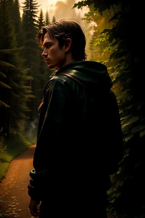 a profesional picture of 1man Eladriel, the Forest Elf was a ranger of the woods, with a body honed by the rigors of life in the wilderness. His skin was tanned from hours spent under the forest canopy, and his hair was a rich, chestnut brown that fell in natural waves to his shoulders. His eyes were a vivid, forest green, reflecting the verdant life around him. He wore a leather jerkin over a tunic of woven leaves, both garments adorned with elven runes that granted him a closer connection to the natural world. His leggings were made of supple deerskin, and his boots were crafted from the hide of the forest's most elusive creatures. A bow of mystical wood was strung across his back, and a quiver of arrows was slung over his shoulder, each tip infused with the power of the forest's guardian spirits. BREAK, realistic, perfect quality, best quality, ultrasharp, ultradetailed, perfect quality, masterpiece, intricated details, <lora:add_detail:0.4>, punk, <hypernet:sxzBloom_sxzBloom:0.3>, AS-YoungerV2 < <lora:splashes_v.1.1:0.5> Splash, splashes, splashing, explosion, exploding <lora:Smoke:0.3> smoke, smokkk, colorfull cyan, hotify, vivid colors