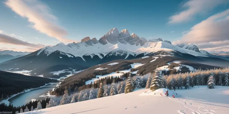a profestional picutre of Tatra Mountains, Slovakia & Poland: The Tatra Mountains, straddling the border of Poland and Slovakia, offer a shared winter playground with snow-covered trails, frozen lakes, and panoramic vistas from popular peaks like Giewont. ,
wide angle, landscape ,
photorealism,unreal 5 daz, extremely detailed ,((ultrasharp)),((masterpiece)),((best quality)),((ultradetailed)),((intricated details)), extremaly detailed background, <lora:add_detail:0.7> ultra realistic,32k,RAW photo, 8k ,dslr,soft lighting,high quality,film grain, beautiful and aesthetic,extremely detailed, natural shadows,
