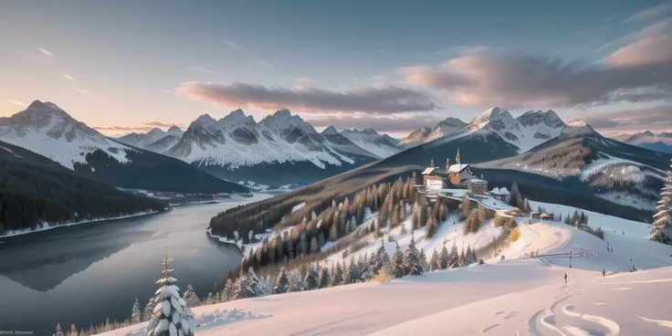 a profestional picutre of Tatra Mountains, Slovakia & Poland: The Tatra Mountains, straddling the border of Poland and Slovakia, offer a shared winter playground with snow-covered trails, frozen lakes, and panoramic vistas from popular peaks like Giewont. ,
wide angle, landscape ,
photorealism,unreal 5 daz, extremely detailed ,((ultrasharp)),((masterpiece)),((best quality)),((ultradetailed)),((intricated details)), extremaly detailed background, <lora:add_detail:0.7> ultra realistic,32k,RAW photo, 8k ,dslr,soft lighting,high quality,film grain, beautiful and aesthetic,extremely detailed, natural shadows,