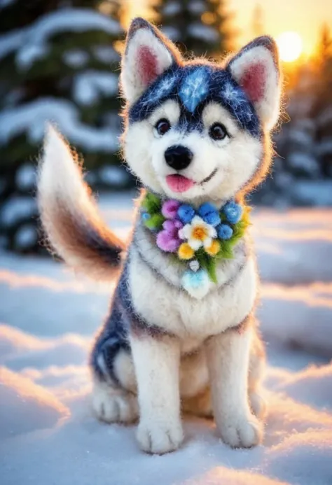 8k, cute and fluffy husky pup, snow,winter, sitting in the snow, highly detailed, intricate, sun, blue sky, digital photography, surreal painting colorful flowers filligree, (masterpiece, sidelighting, finely detailed beautiful eyes: 1.2), hdr, highly detailed, cinematic lighting, (original figure painting), ultra- detailed, incredibly detailed, (an extremely delicate and beautiful), (best quality), (masterpiece,best quality:1.5), pamfelt