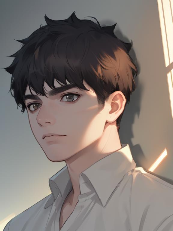 A close up of a person wearing a white shirt and a white shirt - SeaArt AI