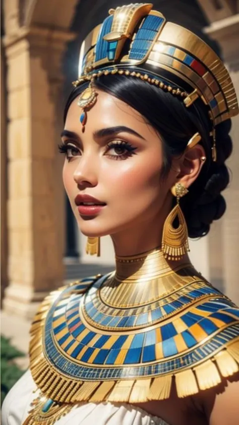 egypt_style, 1girl, solo, jewelry, earrings, dark skin, dark-skinned female <lora:Copax_StyleMix_1_Egypt:1>