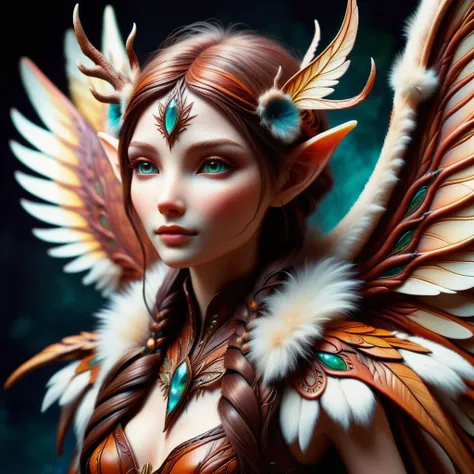 hyper detailed masterpiece, dynamic, awesome quality, DonMR31nd33rXL leather, fur, female fairy, enchanting ethereal creature, beauty, nature, protectors creatures, sacred places, 1 to 2 feet tall, delicate wings, delicate wings, flit through the air, fantasy <lora:DonMR31nd33rXL-000008:0.8>