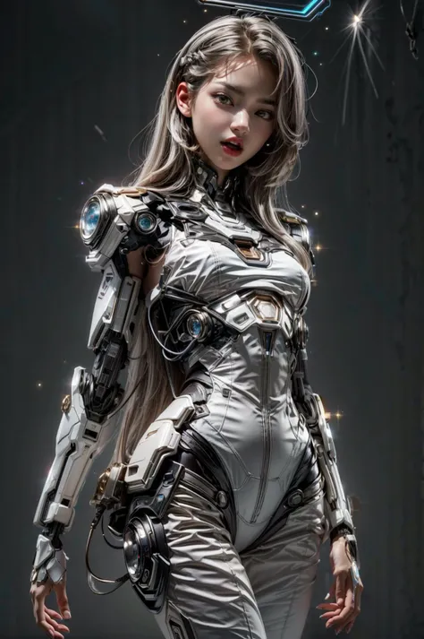 <(best quality, extremery best quality, masterpiece:1.4), (realistic, intricate details:1.4), (photorealistic:1.4), (extremely intricate:1.4), highres, ultra highres, ultra detailed, ultra-detailed, absurdres, incredibly absurdres, extremely detailed, high quality, high resolution, hyperrealistic, ultra-realistic, hyper-detailed, top quality, best, fine detail, massive detail, Highly detailed, extreme detailed, highest detailed, high-res, absolutely resolution, reflection, (refraction:1.4), (hyperrealism:1.4), ultra realistic details, highly intricate details, insane details>, BREAK, (1girl:1.3), solo, looking at viewer, (young cute beautiful 18-year-old girl:1.4), 3d face, (hand of Guido Daniele:1.4), beautiful girl, Beautiful face, pretty, girlface, kpop idol, supermodel, stunning innocent symmetry face, perfect body, medium breast, slim waist, slim legs, (high detailed skin:1.5), glowing eyes, goddess, natural skin texture, shiny skin, White skin, Beautiful detailed face, detailed face, real skin texture, cute delicate face, finely detailed face, golden ratio, golden ratio face, expressive eyes, perfect face, perfect skin, flawless face, clear face, shiny hair, pale skin, Proper body proportion, perfect anatomy, realistic skin texture, luscious lips, glossy lips, natural makeup, beautiful bright pupils, slender figure, intricate eyes, detailed pupils, detailed face and eyes, longeyelashes, blush, good hand, perfect hands, pretty face, beautiful female bodies, finely detailed skin, oily shiny skin, clean facial features, an extremely delicate and beautiful, cute & girly, beautiful detailed eyes, stars in the eyes, detailed simmetric eyes, perfect smooth skin texture, BREAK, (((((brilliant colors, (silver cloth, mecha hands, (holding big gun), silver mecha bodysuit, high cut bodysuit, moon surface, mecha arms, mecha jiont, sexy, slim, (white mecha), mecha leggings, Tangled wires, messy data cables, circuit console, in the style of energetic movement, low-angle, liquid metal inspired, long hair, gray hair:1.4), goddess women, aura, most beautiful artwork in the world, atmosphere, (neon, cyborg:1.2),(cyberpunk background:1.2), (sparkly:1.2), (Futuristic cyberpunk cityscape bathed in neon lights, a lone full mech tech robot:1.2), (dramatic, gritty, intense:1.4), (depth of field:1.7), slow-motion action sequences, surreal details, charging forward, (light anger:1.4), ( absurdly long hair:1.5), ((The girl looked disgusted)), (long legs:1.3), A shot with tension, (Visual impact, giving the poster a dynamic and visually striking appearance:1.2), impactful picture, (joshua middleton comic cover art, hypermaximalist, instagram contest winner, fashion color scheme, trending on cgsociety, playful illustrations, imaginative overlays, artistic fusion, fantastical scenes, evocative narratives, striking visuals:1.3), (Glowing ambiance, enchanting radiance, luminous lighting, ethereal atmosphere, mesmerizing glow, evocative hues, captivating coloration, dramatic lighting, enchanting aura:1.2), (moon, melanchonic soft light, photorealistic faces, moody lighting:1.4), (night, Night time, moon light, Golden Hour, sky, landscape, stars, starry, galaxy sky, milky way, night sky full of stars:1.2), (braids, floating hair, rock, bloom, bloom effect, random patterns, energetic movement, bold colors, dynamic texture, spontaneous creativity:1.2), (blush, Pink lips, Pink lip colour, flat bangs:1.4), (long_hair, outdoors:1.3), (breeze, dust is drifting, ethereal, scenery, nature, mysterious background, fog, wind:1.2), (iridescent colors, Iridescence, mysterious, fantasy background, fantasy, open mouth:1.2), (Luminescent Particles:1.3), (fullbody:1.2), (eye focus, face focus, character focus, close-up face:1.2), (dutch angle, cowboy shot:1.3), colorful refraction)))), BREAK, <hyper realistic DSLR photo, Nikon D5, cinematic portrait, portrait, ultra sharp, analog film photography, film emulation, bokeh, blurry noise background, watercolor, available light, detailed light, volumetric fog, beautiful lighting, Rembrandt lighting, Cinematic, pixel art, game art, key visual, surreal, PBR Texturing, Anisotropic Filtering, Maximum Clarity And Sharpness, Albedo And Specular Maps, Multi-Layered Textures, Surface Shading, Sub-Pixel Convolution, Sub-Pixel Convolution, Accurate Simulation Of Light-Material Interaction, blurry foreground, broad light, volumetric light effect, matte painting, perfectly defined features, volumetric lighting, Tone Mapping, Lumen Reflections, Global illumination, Ray Tracing, Screen Space Global Illumination, Accent Lighting, 32k, Natural Lighting, volumetric, cinematic masterpiece, Rule of thirds, high dynamic range, Multi-exposure HDR capture, cinematic render, game cg cinematic, atmospheric perspective, movie scene, epic dynamic frame, motion blur, ((cinematic look, Film look)), rim light, 4k textures, adobe lightroom, photolab, hyperdetailed, exposure blend, professional color grading, professional color correction, aerial perspective, particles and dust in beams of light, cinematic scene, dynamic lighting, sharp details, lomography, soft focus, light leaks, bold hues, atmospheric depth, (explosive light and shadow:1.2), aesthetics, intricate designs, ultra realistic digital art, (zentangle, mandala, tangle, entangle), (fractal art), elegant, vivid colours, floating particles, particles, epic, (ink drawing, oil painting detailed), RAW, huge filesize, extremery detailed CG, Photo, 8k uhd, cinematic atmosphere, trending on artstation, award-winning glamour photograph, highly detailed photo, official art, beautiful and aesthetic, unity 8k wallpaper, beautiful, highly detailed CG illustration, best illustration, intricate, Amazing, emotional, analog, painting, digital painting, concept art, Oil Painting, illustration, Classical art, Renaissance, Romanticism, Neoclassicism, Color Palette, depth and contrast, Vibrant colors, saturated, rich saturation, color harmony, vivid palette, concept-art, design style, detail character, concept render, colorful, analog photography, dreamy atmosphere, specular highlights, atmospheric lighting, (dynamic angle, dynamic pose :1.3), (shiny, clothes reflecting light, lens flare, bloom effect, light particle, lens glare:1.3), realistic light, realistic lighting, cinematic light, (cinematic lighting), light in the face, soft lighting, saturated colors, detailed background, sharp focus, 8k high definition, perspective, Master Composition, roughness, post-processing, soft shadows, realistic shadows, ambient occlusion, ray-tracing, subsurface scattering, photon mapping, physically-based rendering, octane rendering, unreal engine 5, ue5 rendering, Adobe After FX, dslr, RTX, Best character details, radiosity, sharp, antialiased, RAW photo, HDR, 8k, 4k, (((Photographed by Roger Deakins, using a RED Monstro 8K VV camera and a series of high-end lenses))), ((Hasselblad photography)), (film grain:1.4), Kodak portra 400, ((Fujifilm X-T5)), professional photograph, caustics, Broad lighting, diffuse lighting, rim lighting, two tone lighting, textile details, visible pores, high resolution scan, professionally color graded, photographic reality, automatic white balance, best lighting, detailed shadow, high contrast, strong light and shadow>, (PureErosFace_V1:0.4), (ulzzang-6500:0.6), <lora:epiNoiseoffset_v3:2>, <lora:add_detail:0.6>, <lora:hipoly_3dcg_v7-epoch-000012:0.6>, (kbxll:0.6), <lora:more_details:0.6>, <lora:white mecha v1:0.6>