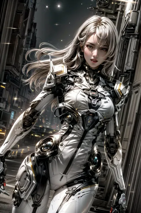 <(best quality, extremery best quality, masterpiece:1.4), (realistic, intricate details:1.4), (photorealistic:1.4), (extremely intricate:1.4), highres, ultra highres, ultra detailed, ultra-detailed, absurdres, incredibly absurdres, extremely detailed, high quality, high resolution, hyperrealistic, ultra-realistic, hyper-detailed, top quality, best, fine detail, massive detail, Highly detailed, extreme detailed, highest detailed, high-res, absolutely resolution, reflection, (refraction:1.4), (hyperrealism:1.4), ultra realistic details, highly intricate details, insane details>, BREAK, (1girl:1.3), solo, looking at viewer, (young cute beautiful 18-year-old girl:1.4), 3d face, (hand of Guido Daniele:1.4), beautiful girl, Beautiful face, pretty, girlface, kpop idol, supermodel, stunning innocent symmetry face, perfect body, medium breast, slim waist, slim legs, (high detailed skin:1.5), glowing eyes, goddess, natural skin texture, shiny skin, White skin, Beautiful detailed face, detailed face, real skin texture, cute delicate face, finely detailed face, golden ratio, golden ratio face, expressive eyes, perfect face, perfect skin, flawless face, clear face, shiny hair, pale skin, Proper body proportion, perfect anatomy, realistic skin texture, luscious lips, glossy lips, natural makeup, beautiful bright pupils, slender figure, intricate eyes, detailed pupils, detailed face and eyes, longeyelashes, blush, good hand, perfect hands, pretty face, beautiful female bodies, finely detailed skin, oily shiny skin, clean facial features, an extremely delicate and beautiful, cute & girly, beautiful detailed eyes, stars in the eyes, detailed simmetric eyes, perfect smooth skin texture, BREAK, (((((brilliant colors, (silver cloth, mecha hands, (holding big gun), silver mecha bodysuit, high cut bodysuit, moon surface, mecha arms, mecha jiont, sexy, slim, (white mecha), mecha leggings, Tangled wires, messy data cables, circuit console, in the style of energetic movement, low-angle, liquid metal inspired, long hair, gray hair:1.4), goddess women, aura, most beautiful artwork in the world, atmosphere, (neon, cyborg:1.2),(cyberpunk background:1.2), (sparkly:1.2), (Futuristic cyberpunk cityscape bathed in neon lights, a lone full mech tech robot:1.2), (dramatic, gritty, intense:1.4), (depth of field:1.7), slow-motion action sequences, surreal details, charging forward, (light anger:1.4), ( absurdly long hair:1.5), ((The girl looked disgusted)), (long legs:1.3), A shot with tension, (Visual impact, giving the poster a dynamic and visually striking appearance:1.2), impactful picture, (joshua middleton comic cover art, hypermaximalist, instagram contest winner, fashion color scheme, trending on cgsociety, playful illustrations, imaginative overlays, artistic fusion, fantastical scenes, evocative narratives, striking visuals:1.3), (Glowing ambiance, enchanting radiance, luminous lighting, ethereal atmosphere, mesmerizing glow, evocative hues, captivating coloration, dramatic lighting, enchanting aura:1.2), (moon, melanchonic soft light, photorealistic faces, moody lighting:1.4), (night, Night time, moon light, Golden Hour, sky, landscape, stars, starry, galaxy sky, milky way, night sky full of stars:1.2), (braids, floating hair, rock, bloom, bloom effect, random patterns, energetic movement, bold colors, dynamic texture, spontaneous creativity:1.2), (blush, Pink lips, Pink lip colour, flat bangs:1.4), (long_hair, outdoors:1.3), (breeze, dust is drifting, ethereal, scenery, nature, mysterious background, fog, wind:1.2), (iridescent colors, Iridescence, mysterious, fantasy background, fantasy, open mouth:1.2), (Luminescent Particles:1.3), (fullbody:1.2), (eye focus, face focus, character focus, close-up face:1.2), (dutch angle, cowboy shot:1.3), colorful refraction)))), BREAK, <hyper realistic DSLR photo, Nikon D5, cinematic portrait, portrait, ultra sharp, analog film photography, film emulation, bokeh, blurry noise background, watercolor, available light, detailed light, volumetric fog, beautiful lighting, Rembrandt lighting, Cinematic, pixel art, game art, key visual, surreal, PBR Texturing, Anisotropic Filtering, Maximum Clarity And Sharpness, Albedo And Specular Maps, Multi-Layered Textures, Surface Shading, Sub-Pixel Convolution, Sub-Pixel Convolution, Accurate Simulation Of Light-Material Interaction, blurry foreground, broad light, volumetric light effect, matte painting, perfectly defined features, volumetric lighting, Tone Mapping, Lumen Reflections, Global illumination, Ray Tracing, Screen Space Global Illumination, Accent Lighting, 32k, Natural Lighting, volumetric, cinematic masterpiece, Rule of thirds, high dynamic range, Multi-exposure HDR capture, cinematic render, game cg cinematic, atmospheric perspective, movie scene, epic dynamic frame, motion blur, ((cinematic look, Film look)), rim light, 4k textures, adobe lightroom, photolab, hyperdetailed, exposure blend, professional color grading, professional color correction, aerial perspective, particles and dust in beams of light, cinematic scene, dynamic lighting, sharp details, lomography, soft focus, light leaks, bold hues, atmospheric depth, (explosive light and shadow:1.2), aesthetics, intricate designs, ultra realistic digital art, (zentangle, mandala, tangle, entangle), (fractal art), elegant, vivid colours, floating particles, particles, epic, (ink drawing, oil painting detailed), RAW, huge filesize, extremery detailed CG, Photo, 8k uhd, cinematic atmosphere, trending on artstation, award-winning glamour photograph, highly detailed photo, official art, beautiful and aesthetic, unity 8k wallpaper, beautiful, highly detailed CG illustration, best illustration, intricate, Amazing, emotional, analog, painting, digital painting, concept art, Oil Painting, illustration, Classical art, Renaissance, Romanticism, Neoclassicism, Color Palette, depth and contrast, Vibrant colors, saturated, rich saturation, color harmony, vivid palette, concept-art, design style, detail character, concept render, colorful, analog photography, dreamy atmosphere, specular highlights, atmospheric lighting, (dynamic angle, dynamic pose :1.3), (shiny, clothes reflecting light, lens flare, bloom effect, light particle, lens glare:1.3), realistic light, realistic lighting, cinematic light, (cinematic lighting), light in the face, soft lighting, saturated colors, detailed background, sharp focus, 8k high definition, perspective, Master Composition, roughness, post-processing, soft shadows, realistic shadows, ambient occlusion, ray-tracing, subsurface scattering, photon mapping, physically-based rendering, octane rendering, unreal engine 5, ue5 rendering, Adobe After FX, dslr, RTX, Best character details, radiosity, sharp, antialiased, RAW photo, HDR, 8k, 4k, (((Photographed by Roger Deakins, using a RED Monstro 8K VV camera and a series of high-end lenses))), ((Hasselblad photography)), (film grain:1.4), Kodak portra 400, ((Fujifilm X-T5)), professional photograph, caustics, Broad lighting, diffuse lighting, rim lighting, two tone lighting, textile details, visible pores, high resolution scan, professionally color graded, photographic reality, automatic white balance, best lighting, detailed shadow, high contrast, strong light and shadow>, (PureErosFace_V1:0.4), (ulzzang-6500:0.6), <lora:epiNoiseoffset_v3:2>, <lora:add_detail:0.6>, <lora:hipoly_3dcg_v7-epoch-000012:0.6>, (kbxll:0.6), <lora:more_details:0.6>, <lora:white mecha v1:0.6>