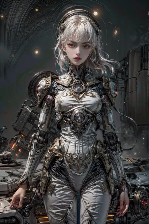 <(best quality, extremery best quality, masterpiece:1.4), (realistic, intricate details:1.4), (photorealistic:1.4), (extremely intricate:1.4), highres, ultra highres, ultra detailed, ultra-detailed, absurdres, incredibly absurdres, extremely detailed, high quality, high resolution, hyperrealistic, ultra-realistic, hyper-detailed, top quality, best, fine detail, massive detail, Highly detailed, extreme detailed, highest detailed, high-res, absolutely resolution, reflection, (refraction:1.4), (hyperrealism:1.4), ultra realistic details, highly intricate details, insane details>, BREAK, (1girl:1.3), solo, looking at viewer, (young cute beautiful 18-year-old girl:1.4), 3d face, (hand of Guido Daniele:1.4), beautiful girl, Beautiful face, pretty, girlface, kpop idol, supermodel, stunning innocent symmetry face, perfect body, medium breast, slim waist, slim legs, (high detailed skin:1.5), glowing eyes, goddess, natural skin texture, shiny skin, White skin, Beautiful detailed face, detailed face, real skin texture, cute delicate face, finely detailed face, golden ratio, golden ratio face, expressive eyes, perfect face, perfect skin, flawless face, clear face, shiny hair, pale skin, Proper body proportion, perfect anatomy, realistic skin texture, luscious lips, glossy lips, natural makeup, beautiful bright pupils, slender figure, intricate eyes, detailed pupils, detailed face and eyes, longeyelashes, blush, good hand, perfect hands, pretty face, beautiful female bodies, finely detailed skin, oily shiny skin, clean facial features, an extremely delicate and beautiful, cute & girly, beautiful detailed eyes, stars in the eyes, detailed simmetric eyes, perfect smooth skin texture, BREAK, (((((brilliant colors, (silver cloth, mecha hands, (holding big gun), silver mecha bodysuit, high cut bodysuit, moon surface, mecha arms, mecha jiont, sexy, slim, (white mecha), mecha leggings, Tangled wires, messy data cables, circuit console, in the style of energetic movement, low-angle, liquid metal inspired, long hair, gray hair:1.4), goddess women, aura, most beautiful artwork in the world, atmosphere, (neon, cyborg:1.2),(cyberpunk background:1.2), (sparkly:1.2), (Futuristic cyberpunk cityscape bathed in neon lights, a lone full mech tech robot:1.2), (dramatic, gritty, intense:1.4), (depth of field:1.7), slow-motion action sequences, surreal details, charging forward, (light anger:1.4), ( absurdly long hair:1.5), ((The girl looked disgusted)), (long legs:1.3), A shot with tension, (Visual impact, giving the poster a dynamic and visually striking appearance:1.2), impactful picture, (joshua middleton comic cover art, hypermaximalist, instagram contest winner, fashion color scheme, trending on cgsociety, playful illustrations, imaginative overlays, artistic fusion, fantastical scenes, evocative narratives, striking visuals:1.3), (Glowing ambiance, enchanting radiance, luminous lighting, ethereal atmosphere, mesmerizing glow, evocative hues, captivating coloration, dramatic lighting, enchanting aura:1.2), (moon, melanchonic soft light, photorealistic faces, moody lighting:1.4), (night, Night time, moon light, Golden Hour, sky, landscape, stars, starry, galaxy sky, milky way, night sky full of stars:1.2), (braids, floating hair, rock, bloom, bloom effect, random patterns, energetic movement, bold colors, dynamic texture, spontaneous creativity:1.2), (blush, Pink lips, Pink lip colour, flat bangs:1.4), (long_hair, outdoors:1.3), (breeze, dust is drifting, ethereal, scenery, nature, mysterious background, fog, wind:1.2), (iridescent colors, Iridescence, mysterious, fantasy background, fantasy, open mouth:1.2), (Luminescent Particles:1.3), (fullbody:1.2), (eye focus, face focus, character focus, close-up face:1.2), (dutch angle, cowboy shot:1.3), colorful refraction)))), BREAK, <hyper realistic DSLR photo, Nikon D5, cinematic portrait, portrait, ultra sharp, analog film photography, film emulation, bokeh, blurry noise background, watercolor, available light, detailed light, volumetric fog, beautiful lighting, Rembrandt lighting, Cinematic, pixel art, game art, key visual, surreal, PBR Texturing, Anisotropic Filtering, Maximum Clarity And Sharpness, Albedo And Specular Maps, Multi-Layered Textures, Surface Shading, Sub-Pixel Convolution, Sub-Pixel Convolution, Accurate Simulation Of Light-Material Interaction, blurry foreground, broad light, volumetric light effect, matte painting, perfectly defined features, volumetric lighting, Tone Mapping, Lumen Reflections, Global illumination, Ray Tracing, Screen Space Global Illumination, Accent Lighting, 32k, Natural Lighting, volumetric, cinematic masterpiece, Rule of thirds, high dynamic range, Multi-exposure HDR capture, cinematic render, game cg cinematic, atmospheric perspective, scene, epic dynamic frame, motion blur, ((cinematic look, Film look)), rim light, 4k textures, adobe lightroom, photolab, hyperdetailed, exposure blend, professional color grading, professional color correction, aerial perspective, particles and dust in beams of light, cinematic scene, dynamic lighting, sharp details, lomography, soft focus, light leaks, bold hues, atmospheric depth, (explosive light and shadow:1.2), aesthetics, intricate designs, ultra realistic digital art, (zentangle, mandala, tangle, entangle), (fractal art), elegant, vivid colours, floating particles, particles, epic, (ink drawing, oil painting detailed), RAW, huge filesize, extremery detailed CG, Photo, 8k uhd, cinematic atmosphere, trending on artstation, award-winning glamour photograph, highly detailed photo, official art, beautiful and aesthetic, unity 8k wallpaper, beautiful, highly detailed CG illustration, best illustration, intricate, Amazing, emotional, analog, painting, digital painting, concept art, Oil Painting, illustration, Classical art, Renaissance, Romanticism, Neoclassicism, Color Palette, depth and contrast, Vibrant colors, saturated, rich saturation, color harmony, vivid palette, concept-art, design style, detail character, concept render, colorful, analog photography, dreamy atmosphere, specular highlights, atmospheric lighting, (dynamic angle, dynamic pose :1.3), (shiny, clothes reflecting light, lens flare, bloom effect, light particle, lens glare:1.3), realistic light, realistic lighting, cinematic light, (cinematic lighting), light in the face, soft lighting, saturated colors, detailed background, sharp focus, 8k high definition, perspective, Master Composition, roughness, post-processing, soft shadows, realistic shadows, ambient occlusion, ray-tracing, subsurface scattering, photon mapping, physically-based rendering, octane rendering, unreal engine 5, ue5 rendering, Adobe After FX, dslr, RTX, Best character details, radiosity, sharp, antialiased, RAW photo, HDR, 8k, 4k, (((Photographed by Roger Deakins, using a RED Monstro 8K VV camera and a series of high-end lenses))), ((Hasselblad photography)), (film grain:1.4), Kodak portra 400, ((Fujifilm X-T5)), professional photograph, caustics, Broad lighting, diffuse lighting, rim lighting, two tone lighting, textile details, visible pores, high resolution scan, professionally color graded, photographic reality, automatic white balance, best lighting, detailed shadow, high contrast, strong light and shadow>, (PureErosFace_V1:0.4), (ulzzang-6500:0.6), <lora:epiNoiseoffset_v3:2>, <lora:add_detail:0.6>, <lora:hipoly_3dcg_v7-epoch-000012:0.6>, (kbxll:0.6), <lora:more_details:0.6>, <lora:white mecha v1:0.6>