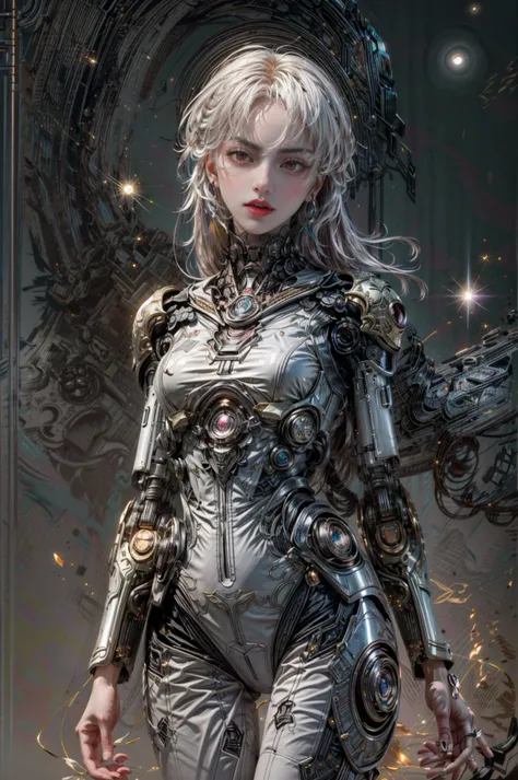<(best quality, extremery best quality, masterpiece:1.4), (realistic, intricate details:1.4), (photorealistic:1.4), (extremely intricate:1.4), highres, ultra highres, ultra detailed, ultra-detailed, absurdres, incredibly absurdres, extremely detailed, high quality, high resolution, hyperrealistic, ultra-realistic, hyper-detailed, top quality, best, fine detail, massive detail, Highly detailed, extreme detailed, highest detailed, high-res, absolutely resolution, reflection, (refraction:1.4), (hyperrealism:1.4), ultra realistic details, highly intricate details, insane details>, BREAK, (1girl:1.3), solo, looking at viewer, (young cute beautiful 18-year-old girl:1.4), 3d face, (hand of Guido Daniele:1.4), beautiful girl, Beautiful face, pretty, girlface, kpop idol, supermodel, stunning innocent symmetry face, perfect body, medium breast, slim waist, slim legs, (high detailed skin:1.5), glowing eyes, goddess, natural skin texture, shiny skin, White skin, Beautiful detailed face, detailed face, real skin texture, cute delicate face, finely detailed face, golden ratio, golden ratio face, expressive eyes, perfect face, perfect skin, flawless face, clear face, shiny hair, pale skin, Proper body proportion, perfect anatomy, realistic skin texture, luscious lips, glossy lips, natural makeup, beautiful bright pupils, slender figure, intricate eyes, detailed pupils, detailed face and eyes, longeyelashes, blush, good hand, perfect hands, pretty face, beautiful female bodies, finely detailed skin, oily shiny skin, clean facial features, an extremely delicate and beautiful, cute & girly, beautiful detailed eyes, stars in the eyes, detailed simmetric eyes, perfect smooth skin texture, BREAK, (((((brilliant colors, (silver cloth, mecha hands, (holding big gun), silver mecha bodysuit, high cut bodysuit, moon surface, mecha arms, mecha jiont, sexy, slim, (white mecha), mecha leggings, Tangled wires, messy data cables, circuit console, in the style of energetic movement, low-angle, liquid metal inspired, long hair, gray hair:1.4), goddess women, aura, most beautiful artwork in the world, atmosphere, (neon, cyborg:1.2),(cyberpunk background:1.2), (sparkly:1.2), (Futuristic cyberpunk cityscape bathed in neon lights, a lone full mech tech robot:1.2), (dramatic, gritty, intense:1.4), (depth of field:1.7), slow-motion action sequences, surreal details, charging forward, (light anger:1.4), ( absurdly long hair:1.5), ((The girl looked disgusted)), (long legs:1.3), A shot with tension, (Visual impact, giving the poster a dynamic and visually striking appearance:1.2), impactful picture, (joshua middleton comic cover art, hypermaximalist, instagram contest winner, fashion color scheme, trending on cgsociety, playful illustrations, imaginative overlays, artistic fusion, fantastical scenes, evocative narratives, striking visuals:1.3), (Glowing ambiance, enchanting radiance, luminous lighting, ethereal atmosphere, mesmerizing glow, evocative hues, captivating coloration, dramatic lighting, enchanting aura:1.2), (moon, melanchonic soft light, photorealistic faces, moody lighting:1.4), (night, Night time, moon light, Golden Hour, sky, landscape, stars, starry, galaxy sky, milky way, night sky full of stars:1.2), (braids, floating hair, rock, bloom, bloom effect, random patterns, energetic movement, bold colors, dynamic texture, spontaneous creativity:1.2), (blush, Pink lips, Pink lip colour, flat bangs:1.4), (long_hair, outdoors:1.3), (breeze, dust is drifting, ethereal, scenery, nature, mysterious background, fog, wind:1.2), (iridescent colors, Iridescence, mysterious, fantasy background, fantasy, open mouth:1.2), (Luminescent Particles:1.3), (fullbody:1.2), (eye focus, face focus, character focus, close-up face:1.2), (dutch angle, cowboy shot:1.3), colorful refraction)))), BREAK, <hyper realistic DSLR photo, Nikon D5, cinematic portrait, portrait, ultra sharp, analog film photography, film emulation, bokeh, blurry noise background, watercolor, available light, detailed light, volumetric fog, beautiful lighting, Rembrandt lighting, Cinematic, pixel art, game art, key visual, surreal, PBR Texturing, Anisotropic Filtering, Maximum Clarity And Sharpness, Albedo And Specular Maps, Multi-Layered Textures, Surface Shading, Sub-Pixel Convolution, Sub-Pixel Convolution, Accurate Simulation Of Light-Material Interaction, blurry foreground, broad light, volumetric light effect, matte painting, perfectly defined features, volumetric lighting, Tone Mapping, Lumen Reflections, Global illumination, Ray Tracing, Screen Space Global Illumination, Accent Lighting, 32k, Natural Lighting, volumetric, cinematic masterpiece, Rule of thirds, high dynamic range, Multi-exposure HDR capture, cinematic render, game cg cinematic, atmospheric perspective, scene, epic dynamic frame, motion blur, ((cinematic look, Film look)), rim light, 4k textures, adobe lightroom, photolab, hyperdetailed, exposure blend, professional color grading, professional color correction, aerial perspective, particles and dust in beams of light, cinematic scene, dynamic lighting, sharp details, lomography, soft focus, light leaks, bold hues, atmospheric depth, (explosive light and shadow:1.2), aesthetics, intricate designs, ultra realistic digital art, (zentangle, mandala, tangle, entangle), (fractal art), elegant, vivid colours, floating particles, particles, epic, (ink drawing, oil painting detailed), RAW, huge filesize, extremery detailed CG, Photo, 8k uhd, cinematic atmosphere, trending on artstation, award-winning glamour photograph, highly detailed photo, official art, beautiful and aesthetic, unity 8k wallpaper, beautiful, highly detailed CG illustration, best illustration, intricate, Amazing, emotional, analog, painting, digital painting, concept art, Oil Painting, illustration, Classical art, Renaissance, Romanticism, Neoclassicism, Color Palette, depth and contrast, Vibrant colors, saturated, rich saturation, color harmony, vivid palette, concept-art, design style, detail character, concept render, colorful, analog photography, dreamy atmosphere, specular highlights, atmospheric lighting, (dynamic angle, dynamic pose :1.3), (shiny, clothes reflecting light, lens flare, bloom effect, light particle, lens glare:1.3), realistic light, realistic lighting, cinematic light, (cinematic lighting), light in the face, soft lighting, saturated colors, detailed background, sharp focus, 8k high definition, perspective, Master Composition, roughness, post-processing, soft shadows, realistic shadows, ambient occlusion, ray-tracing, subsurface scattering, photon mapping, physically-based rendering, octane rendering, unreal engine 5, ue5 rendering, Adobe After FX, dslr, RTX, Best character details, radiosity, sharp, antialiased, RAW photo, HDR, 8k, 4k, (((Photographed by Roger Deakins, using a RED Monstro 8K VV camera and a series of high-end lenses))), ((Hasselblad photography)), (film grain:1.4), Kodak portra 400, ((Fujifilm X-T5)), professional photograph, caustics, Broad lighting, diffuse lighting, rim lighting, two tone lighting, textile details, visible pores, high resolution scan, professionally color graded, photographic reality, automatic white balance, best lighting, detailed shadow, high contrast, strong light and shadow>, (PureErosFace_V1:0.4), (ulzzang-6500:0.6), <lora:epiNoiseoffset_v3:2>, <lora:add_detail:0.6>, <lora:hipoly_3dcg_v7-epoch-000012:0.6>, (kbxll:0.6), <lora:more_details:0.6>, <lora:white mecha v1:0.6>