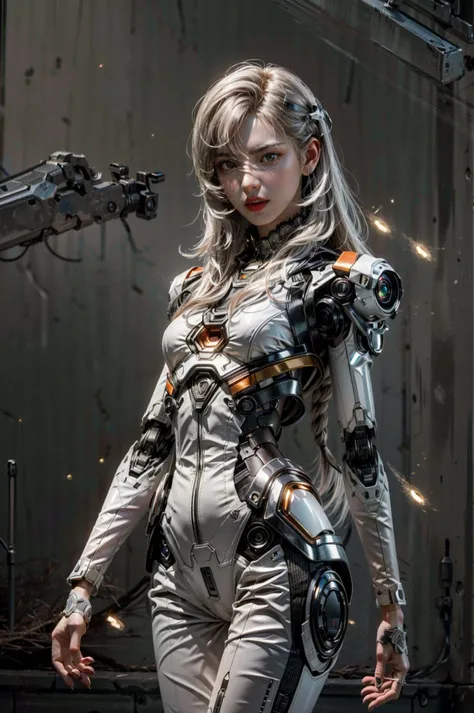 <(best quality, extremery best quality, masterpiece:1.4), (realistic, intricate details:1.4), (photorealistic:1.4), (extremely intricate:1.4), highres, ultra highres, ultra detailed, ultra-detailed, absurdres, incredibly absurdres, extremely detailed, high quality, high resolution, hyperrealistic, ultra-realistic, hyper-detailed, top quality, best, fine detail, massive detail, Highly detailed, extreme detailed, highest detailed, high-res, absolutely resolution, reflection, (refraction:1.4), (hyperrealism:1.4), ultra realistic details, highly intricate details, insane details>, BREAK, (1girl:1.3), solo, looking at viewer, (young cute beautiful 18-year-old girl:1.4), 3d face, (hand of Guido Daniele:1.4), beautiful girl, Beautiful face, pretty, girlface, kpop idol, supermodel, stunning innocent symmetry face, perfect body, medium breast, slim waist, slim legs, (high detailed skin:1.5), glowing eyes, goddess, natural skin texture, shiny skin, White skin, Beautiful detailed face, detailed face, real skin texture, cute delicate face, finely detailed face, golden ratio, golden ratio face, expressive eyes, perfect face, perfect skin, flawless face, clear face, shiny hair, pale skin, Proper body proportion, perfect anatomy, realistic skin texture, luscious lips, glossy lips, natural makeup, beautiful bright pupils, slender figure, intricate eyes, detailed pupils, detailed face and eyes, longeyelashes, blush, good hand, perfect hands, pretty face, beautiful female bodies, finely detailed skin, oily shiny skin, clean facial features, an extremely delicate and beautiful, cute & girly, beautiful detailed eyes, stars in the eyes, detailed simmetric eyes, perfect smooth skin texture, BREAK, (((((brilliant colors, (silver cloth, mecha hands, (holding big gun), silver mecha bodysuit, high cut bodysuit, moon surface, mecha arms, mecha jiont, sexy, slim, (white mecha), mecha leggings, Tangled wires, messy data cables, circuit console, in the style of energetic movement, low-angle, liquid metal inspired, long hair, gray hair:1.4), goddess women, aura, most beautiful artwork in the world, atmosphere, (neon, cyborg:1.2),(cyberpunk background:1.2), (sparkly:1.2), (Futuristic cyberpunk cityscape bathed in neon lights, a lone full mech tech robot:1.2), (dramatic, gritty, intense:1.4), (depth of field:1.7), slow-motion action sequences, surreal details, charging forward, (light anger:1.4), ( absurdly long hair:1.5), ((The girl looked disgusted)), (long legs:1.3), A shot with tension, (Visual impact, giving the poster a dynamic and visually striking appearance:1.2), impactful picture, (joshua middleton comic cover art, hypermaximalist, instagram contest winner, fashion color scheme, trending on cgsociety, playful illustrations, imaginative overlays, artistic fusion, fantastical scenes, evocative narratives, striking visuals:1.3), (Glowing ambiance, enchanting radiance, luminous lighting, ethereal atmosphere, mesmerizing glow, evocative hues, captivating coloration, dramatic lighting, enchanting aura:1.2), (moon, melanchonic soft light, photorealistic faces, moody lighting:1.4), (night, Night time, moon light, Golden Hour, sky, landscape, stars, starry, galaxy sky, milky way, night sky full of stars:1.2), (braids, floating hair, rock, bloom, bloom effect, random patterns, energetic movement, bold colors, dynamic texture, spontaneous creativity:1.2), (blush, Pink lips, Pink lip colour, flat bangs:1.4), (long_hair, outdoors:1.3), (breeze, dust is drifting, ethereal, scenery, nature, mysterious background, fog, wind:1.2), (iridescent colors, Iridescence, mysterious, fantasy background, fantasy, open mouth:1.2), (Luminescent Particles:1.3), (fullbody:1.2), (eye focus, face focus, character focus, close-up face:1.2), (dutch angle, cowboy shot:1.3), colorful refraction)))), BREAK, <hyper realistic DSLR photo, Nikon D5, cinematic portrait, portrait, ultra sharp, analog film photography, film emulation, bokeh, blurry noise background, watercolor, available light, detailed light, volumetric fog, beautiful lighting, Rembrandt lighting, Cinematic, pixel art, game art, key visual, surreal, PBR Texturing, Anisotropic Filtering, Maximum Clarity And Sharpness, Albedo And Specular Maps, Multi-Layered Textures, Surface Shading, Sub-Pixel Convolution, Sub-Pixel Convolution, Accurate Simulation Of Light-Material Interaction, blurry foreground, broad light, volumetric light effect, matte painting, perfectly defined features, volumetric lighting, Tone Mapping, Lumen Reflections, Global illumination, Ray Tracing, Screen Space Global Illumination, Accent Lighting, 32k, Natural Lighting, volumetric, cinematic masterpiece, Rule of thirds, high dynamic range, Multi-exposure HDR capture, cinematic render, game cg cinematic, atmospheric perspective, movie scene, epic dynamic frame, motion blur, ((cinematic look, Film look)), rim light, 4k textures, adobe lightroom, photolab, hyperdetailed, exposure blend, professional color grading, professional color correction, aerial perspective, particles and dust in beams of light, cinematic scene, dynamic lighting, sharp details, lomography, soft focus, light leaks, bold hues, atmospheric depth, (explosive light and shadow:1.2), aesthetics, intricate designs, ultra realistic digital art, (zentangle, mandala, tangle, entangle), (fractal art), elegant, vivid colours, floating particles, particles, epic, (ink drawing, oil painting detailed), RAW, huge filesize, extremery detailed CG, Photo, 8k uhd, cinematic atmosphere, trending on artstation, award-winning glamour photograph, highly detailed photo, official art, beautiful and aesthetic, unity 8k wallpaper, beautiful, highly detailed CG illustration, best illustration, intricate, Amazing, emotional, analog, painting, digital painting, concept art, Oil Painting, illustration, Classical art, Renaissance, Romanticism, Neoclassicism, Color Palette, depth and contrast, Vibrant colors, saturated, rich saturation, color harmony, vivid palette, concept-art, design style, detail character, concept render, colorful, analog photography, dreamy atmosphere, specular highlights, atmospheric lighting, (dynamic angle, dynamic pose :1.3), (shiny, clothes reflecting light, lens flare, bloom effect, light particle, lens glare:1.3), realistic light, realistic lighting, cinematic light, (cinematic lighting), light in the face, soft lighting, saturated colors, detailed background, sharp focus, 8k high definition, perspective, Master Composition, roughness, post-processing, soft shadows, realistic shadows, ambient occlusion, ray-tracing, subsurface scattering, photon mapping, physically-based rendering, octane rendering, unreal engine 5, ue5 rendering, Adobe After FX, dslr, RTX, Best character details, radiosity, sharp, antialiased, RAW photo, HDR, 8k, 4k, (((Photographed by Roger Deakins, using a RED Monstro 8K VV camera and a series of high-end lenses))), ((Hasselblad photography)), (film grain:1.4), Kodak portra 400, ((Fujifilm X-T5)), professional photograph, caustics, Broad lighting, diffuse lighting, rim lighting, two tone lighting, textile details, visible pores, high resolution scan, professionally color graded, photographic reality, automatic white balance, best lighting, detailed shadow, high contrast, strong light and shadow>, (PureErosFace_V1:0.4), (ulzzang-6500:0.6), <lora:epiNoiseoffset_v3:2>, <lora:add_detail:0.6>, <lora:hipoly_3dcg_v7-epoch-000012:0.6>, (kbxll:0.6), <lora:more_details:0.6>, <lora:white mecha v1:0.6>