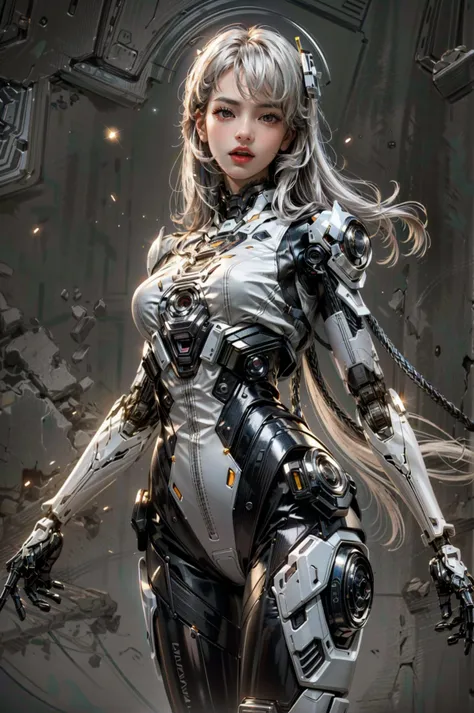 <(best quality, extremery best quality, masterpiece:1.4), (realistic, intricate details:1.4), (photorealistic:1.4), (extremely intricate:1.4), highres, ultra highres, ultra detailed, ultra-detailed, absurdres, incredibly absurdres, extremely detailed, high quality, high resolution, hyperrealistic, ultra-realistic, hyper-detailed, top quality, best, fine detail, massive detail, Highly detailed, extreme detailed, highest detailed, high-res, absolutely resolution, reflection, (refraction:1.4), (hyperrealism:1.4), ultra realistic details, highly intricate details, insane details>, BREAK, (1girl:1.3), solo, looking at viewer, (young cute beautiful 18-year-old girl:1.4), 3d face, (hand of Guido Daniele:1.4), beautiful girl, Beautiful face, pretty, girlface, kpop idol, supermodel, stunning innocent symmetry face, perfect body, medium breast, slim waist, slim legs, (high detailed skin:1.5), glowing eyes, goddess, natural skin texture, shiny skin, White skin, Beautiful detailed face, detailed face, real skin texture, cute delicate face, finely detailed face, golden ratio, golden ratio face, expressive eyes, perfect face, perfect skin, flawless face, clear face, shiny hair, pale skin, Proper body proportion, perfect anatomy, realistic skin texture, luscious lips, glossy lips, natural makeup, beautiful bright pupils, slender figure, intricate eyes, detailed pupils, detailed face and eyes, longeyelashes, blush, good hand, perfect hands, pretty face, beautiful female bodies, finely detailed skin, oily shiny skin, clean facial features, an extremely delicate and beautiful, cute & girly, beautiful detailed eyes, stars in the eyes, detailed simmetric eyes, perfect smooth skin texture, BREAK, (((((brilliant colors, (silver cloth, mecha hands, (holding big gun), silver mecha bodysuit, high cut bodysuit, moon surface, mecha arms, mecha jiont, sexy, slim, (white mecha), mecha leggings, Tangled wires, messy data cables, circuit console, in the style of energetic movement, low-angle, liquid metal inspired, long hair, gray hair:1.4), goddess women, aura, most beautiful artwork in the world, atmosphere, (neon, cyborg:1.2),(cyberpunk background:1.2), (sparkly:1.2), (Futuristic cyberpunk cityscape bathed in neon lights, a lone full mech tech robot:1.2), (dramatic, gritty, intense:1.4), (depth of field:1.7), slow-motion action sequences, surreal details, charging forward, (light anger:1.4), ( absurdly long hair:1.5), ((The girl looked disgusted)), (long legs:1.3), A shot with tension, (Visual impact, giving the poster a dynamic and visually striking appearance:1.2), impactful picture, (joshua middleton comic cover art, hypermaximalist, instagram contest winner, fashion color scheme, trending on cgsociety, playful illustrations, imaginative overlays, artistic fusion, fantastical scenes, evocative narratives, striking visuals:1.3), (Glowing ambiance, enchanting radiance, luminous lighting, ethereal atmosphere, mesmerizing glow, evocative hues, captivating coloration, dramatic lighting, enchanting aura:1.2), (moon, melanchonic soft light, photorealistic faces, moody lighting:1.4), (night, Night time, moon light, Golden Hour, sky, landscape, stars, starry, galaxy sky, milky way, night sky full of stars:1.2), (braids, floating hair, rock, bloom, bloom effect, random patterns, energetic movement, bold colors, dynamic texture, spontaneous creativity:1.2), (blush, Pink lips, Pink lip colour, flat bangs:1.4), (long_hair, outdoors:1.3), (breeze, dust is drifting, ethereal, scenery, nature, mysterious background, fog, wind:1.2), (iridescent colors, Iridescence, mysterious, fantasy background, fantasy, open mouth:1.2), (Luminescent Particles:1.3), (fullbody:1.2), (eye focus, face focus, character focus, close-up face:1.2), (dutch angle, cowboy shot:1.3), colorful refraction)))), BREAK, <hyper realistic DSLR photo, Nikon D5, cinematic portrait, portrait, ultra sharp, analog film photography, film emulation, bokeh, blurry noise background, watercolor, available light, detailed light, volumetric fog, beautiful lighting, Rembrandt lighting, Cinematic, pixel art, game art, key visual, surreal, PBR Texturing, Anisotropic Filtering, Maximum Clarity And Sharpness, Albedo And Specular Maps, Multi-Layered Textures, Surface Shading, Sub-Pixel Convolution, Sub-Pixel Convolution, Accurate Simulation Of Light-Material Interaction, blurry foreground, broad light, volumetric light effect, matte painting, perfectly defined features, volumetric lighting, Tone Mapping, Lumen Reflections, Global illumination, Ray Tracing, Screen Space Global Illumination, Accent Lighting, 32k, Natural Lighting, volumetric, cinematic masterpiece, Rule of thirds, high dynamic range, Multi-exposure HDR capture, cinematic render, game cg cinematic, atmospheric perspective, scene, epic dynamic frame, motion blur, ((cinematic look, Film look)), rim light, 4k textures, adobe lightroom, photolab, hyperdetailed, exposure blend, professional color grading, professional color correction, aerial perspective, particles and dust in beams of light, cinematic scene, dynamic lighting, sharp details, lomography, soft focus, light leaks, bold hues, atmospheric depth, (explosive light and shadow:1.2), aesthetics, intricate designs, ultra realistic digital art, (zentangle, mandala, tangle, entangle), (fractal art), elegant, vivid colours, floating particles, particles, epic, (ink drawing, oil painting detailed), RAW, huge filesize, extremery detailed CG, Photo, 8k uhd, cinematic atmosphere, trending on artstation, award-winning glamour photograph, highly detailed photo, official art, beautiful and aesthetic, unity 8k wallpaper, beautiful, highly detailed CG illustration, best illustration, intricate, Amazing, emotional, analog, painting, digital painting, concept art, Oil Painting, illustration, Classical art, Renaissance, Romanticism, Neoclassicism, Color Palette, depth and contrast, Vibrant colors, saturated, rich saturation, color harmony, vivid palette, concept-art, design style, detail character, concept render, colorful, analog photography, dreamy atmosphere, specular highlights, atmospheric lighting, (dynamic angle, dynamic pose :1.3), (shiny, clothes reflecting light, lens flare, bloom effect, light particle, lens glare:1.3), realistic light, realistic lighting, cinematic light, (cinematic lighting), light in the face, soft lighting, saturated colors, detailed background, sharp focus, 8k high definition, perspective, Master Composition, roughness, post-processing, soft shadows, realistic shadows, ambient occlusion, ray-tracing, subsurface scattering, photon mapping, physically-based rendering, octane rendering, unreal engine 5, ue5 rendering, Adobe After FX, dslr, RTX, Best character details, radiosity, sharp, antialiased, RAW photo, HDR, 8k, 4k, (((Photographed by Roger Deakins, using a RED Monstro 8K VV camera and a series of high-end lenses))), ((Hasselblad photography)), (film grain:1.4), Kodak portra 400, ((Fujifilm X-T5)), professional photograph, caustics, Broad lighting, diffuse lighting, rim lighting, two tone lighting, textile details, visible pores, high resolution scan, professionally color graded, photographic reality, automatic white balance, best lighting, detailed shadow, high contrast, strong light and shadow>, (PureErosFace_V1:0.4), (ulzzang-6500:0.6), <lora:epiNoiseoffset_v3:2>, <lora:add_detail:0.6>, <lora:hipoly_3dcg_v7-epoch-000012:0.6>, (kbxll:0.6), <lora:more_details:0.6>, <lora:white mecha v1:0.6>