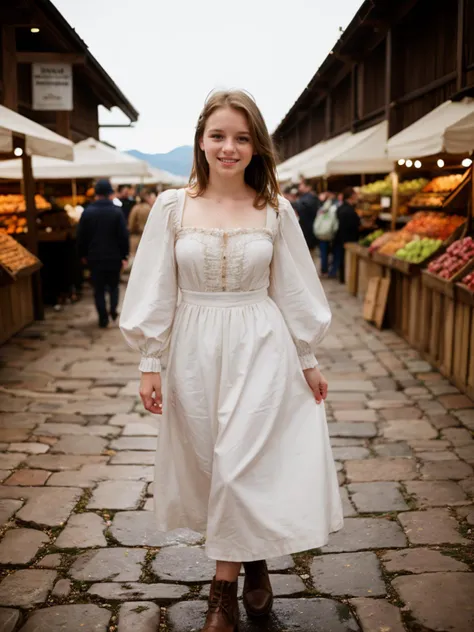 RAW photograph, tv_Lara_Mycroft_MXAI
BREAK
wearing a medieval peasant dress, walking through a medieval city market
 BREAK, (((Ultra-HD-details, Ultra-HD-detailed, Ultra-HD-realistic, Ultra-HD-photo-same-realistic-quality-details))), 8k uhd, dslr, soft lighting, high quality, film grain, Fujifilm XT3