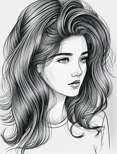 <lora:Drawing1:0.8> (style by nty, drawing:1.2), a woman, wave hair, facing camera,