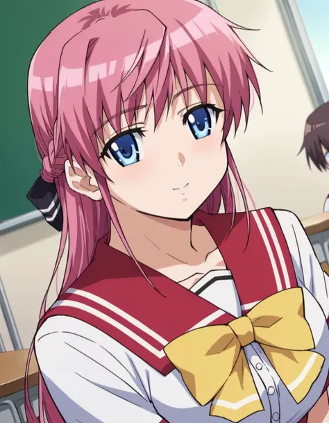 score_9, score_8_up, score_7_up, source_anime,
akinaorifushi, <lora:akina-orifushi-ponyxl-lora-nochekaiser:1>
akina orifushi, long hair, pink hair, blue eyes, hair braid, braid, hair bow, bow, mature female,
skirt, school uniform, serafuku, red sailor collar, red skirt, white shirt, short sleeves,
indoors, classroom,
looking at viewer, dutch angle, cowboy shot,